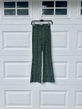 Urban Outfitters Black & Green Swirl Flare Pants